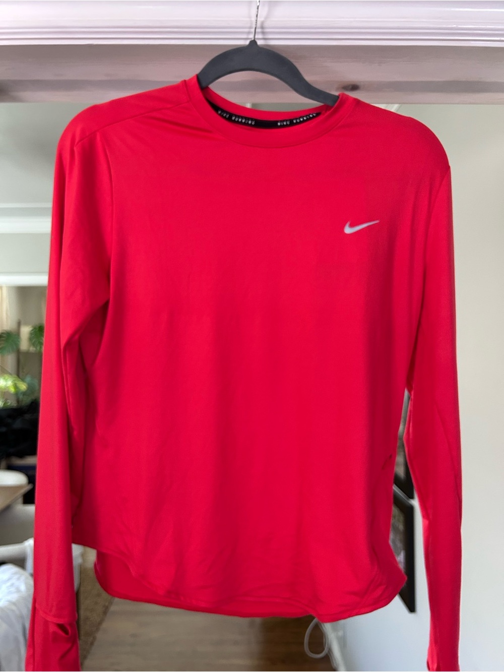Nike Long Sleeve running Top - Red with Silver Swoosh